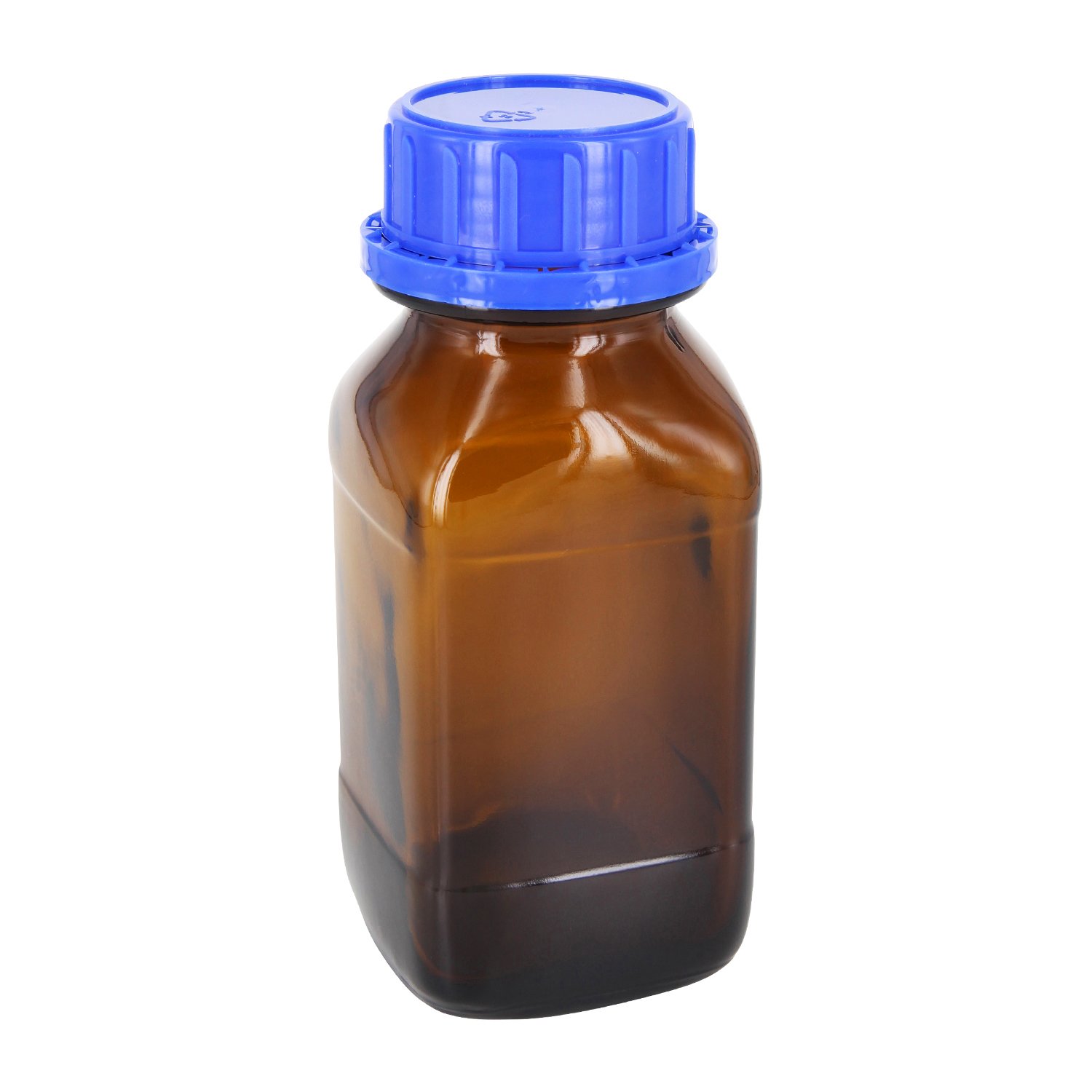 6 x 250ml Chemikalienflasche / Weithalsflasche quadratisch Braunglas mit Rasterkranz inklusive Schraubverschluss OV 45mm blau mit Konusdichtung *** Apothekenflasche, Chemikalienflaschen, Weithalsflaschen, Braunglasflasche, Apothekenflaschen, Apothekenglas