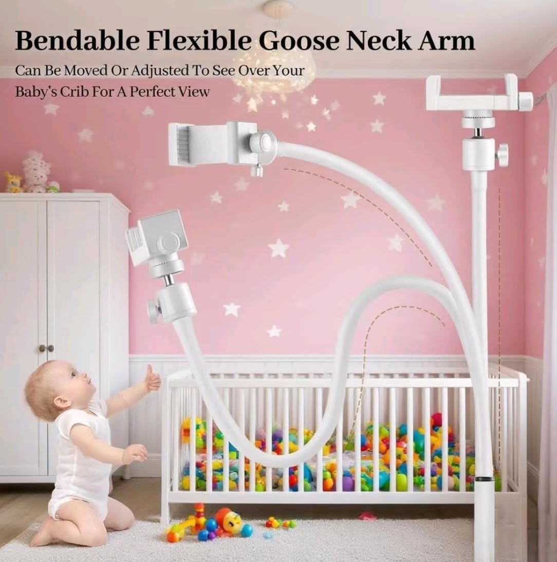 Supporto da pavimento per baby monitor, supporto universale per baby monitor, supporto per fotocamera con base rotonda a 360°, altezza regolabile 90-170 cm, ripiano per monitor video compatibile con