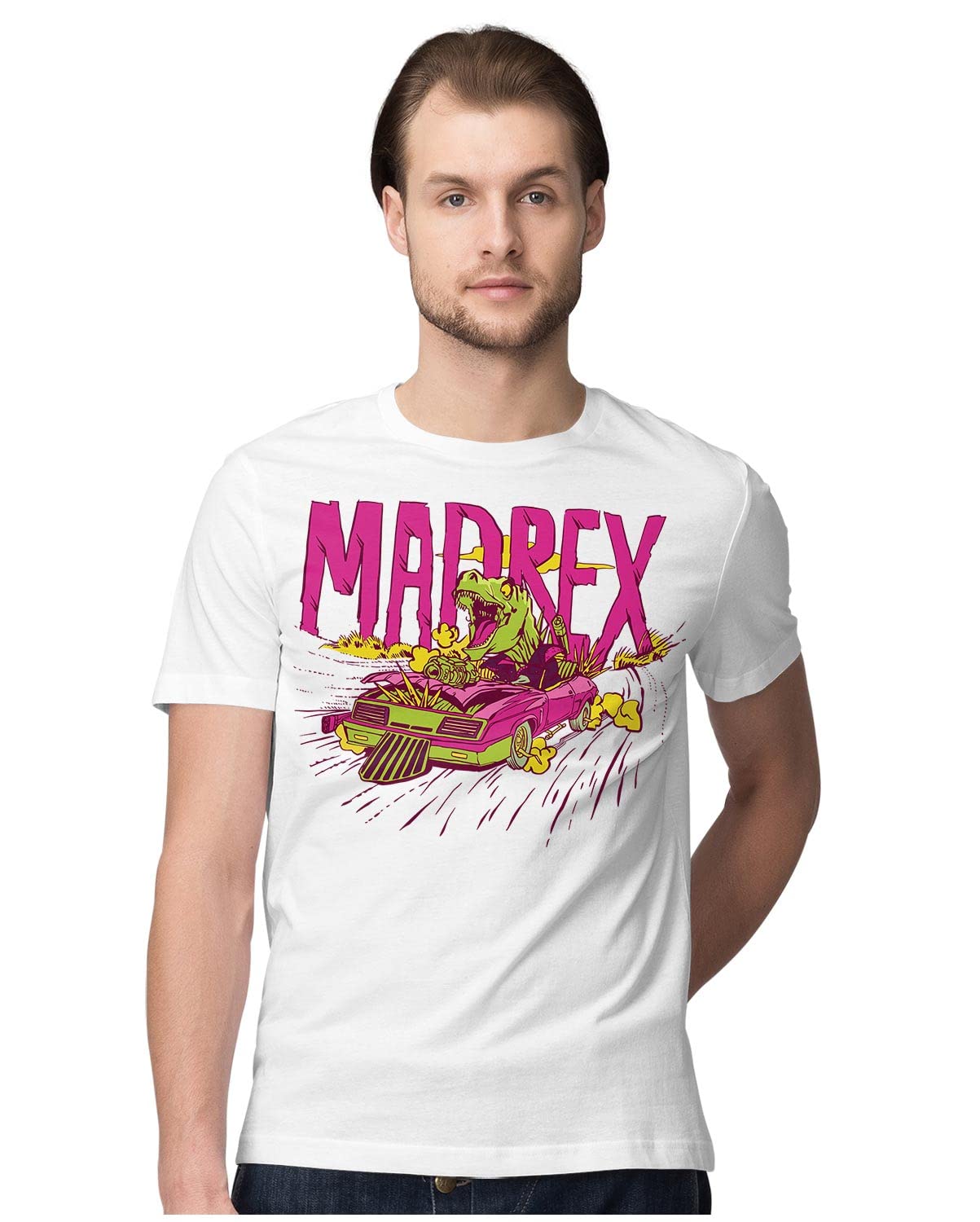 Heybroh Men's Regular Fit T-Shirt Madrex Fury Road - T-Rex 100% Cotton T-Shirt