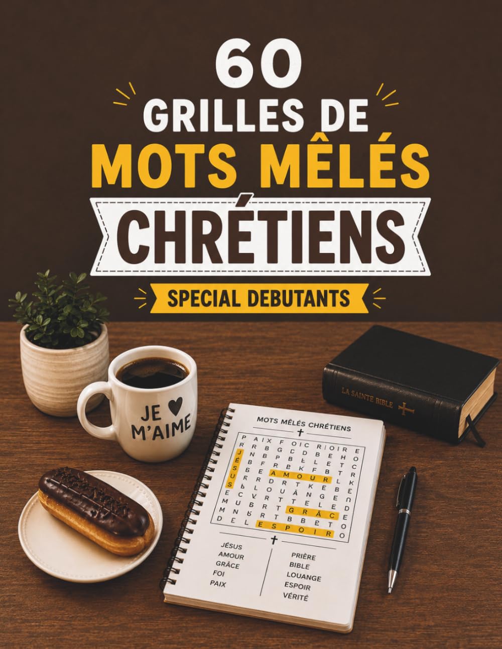 60 GRILLES DE MOTS MÊLÉS CHRÉTIENS SPECIAL DEBUTANTS: 60 thèmes bibliques inédits pour méditer en jouant