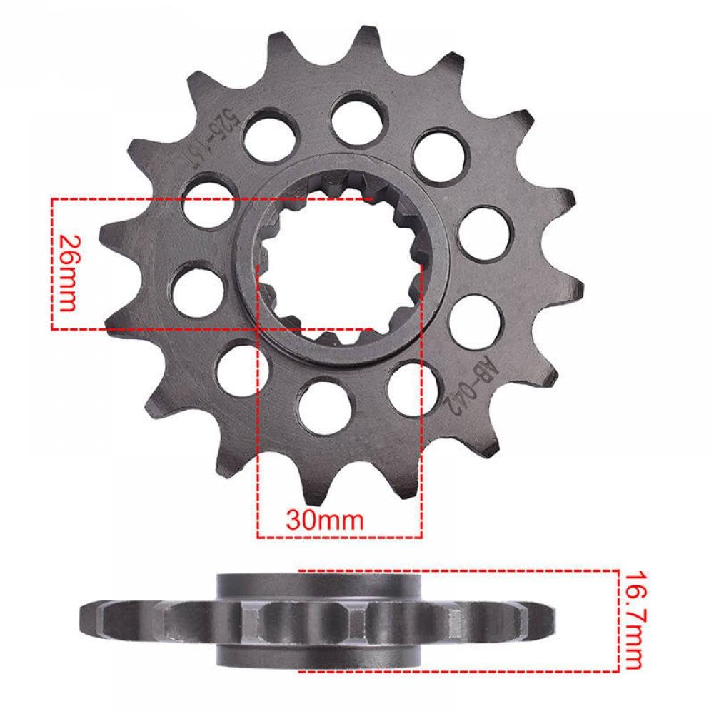 16T 525 Vorderradkettenrad-Ausrüstungsrad-Nockenstecker kompatibel mit CB650 CB650F CB650FA 2014-2018 CB650R ABS 2019-2023 CB 650 Modelle passt zu verschiedenen Motorradantriebssystemen