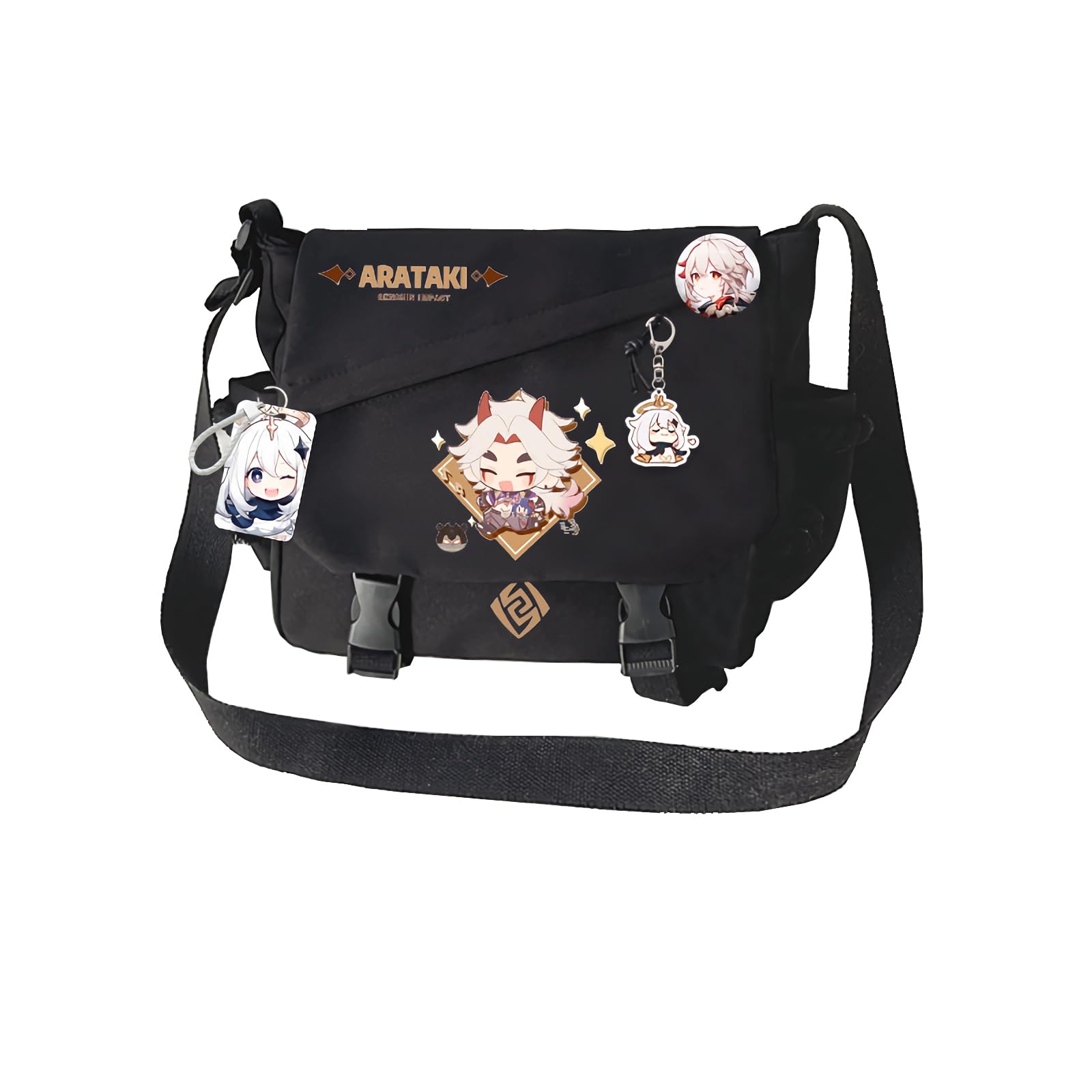 Dalicoter Game Handbag Kaedehara Kazuha Crossbody Bag Single Shoulder Bag Adult Single Shoulder Backpack Black Bag