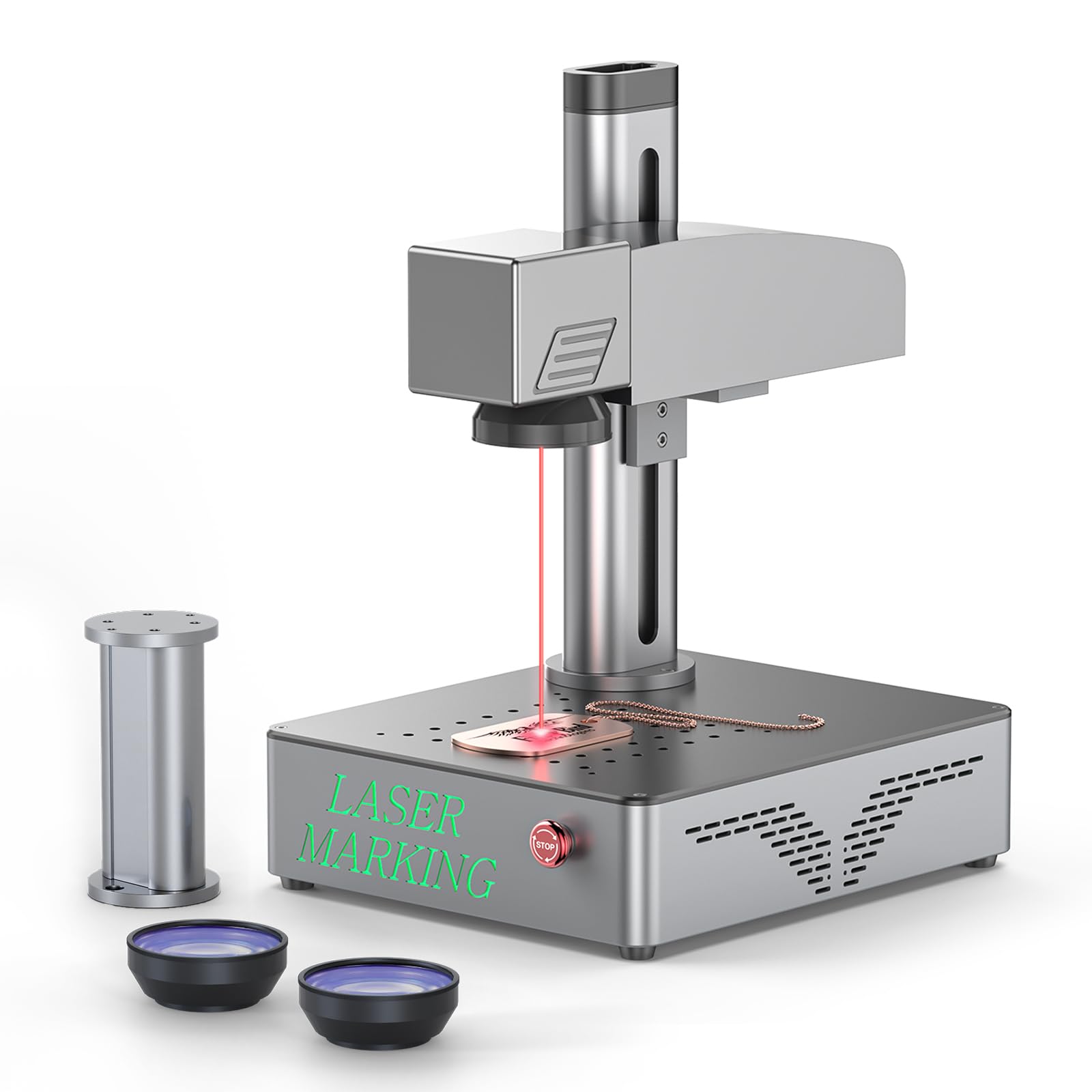 Mr.Carve S4-20W Fiber Laser Marking Machine for Metals&Jewelry&Plastics,Fiber laser engraver with Lightburn compatibility(150mm*150mm)