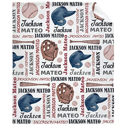 Todeyya Personalized Baby Blanket, Custom Name Blanket Baseball Sport Blankets Customized Toddler Newborn Receiving Blankets, Gifts for Christmas Birthday XS 40