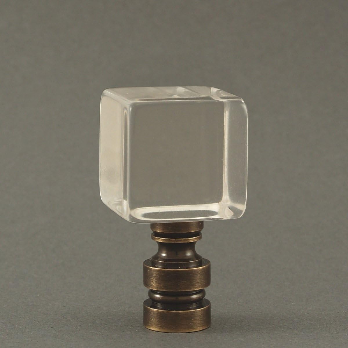1 Inch Square Acrylic Lamp Finial 2 Inch High with Choice of Base (Bronze)