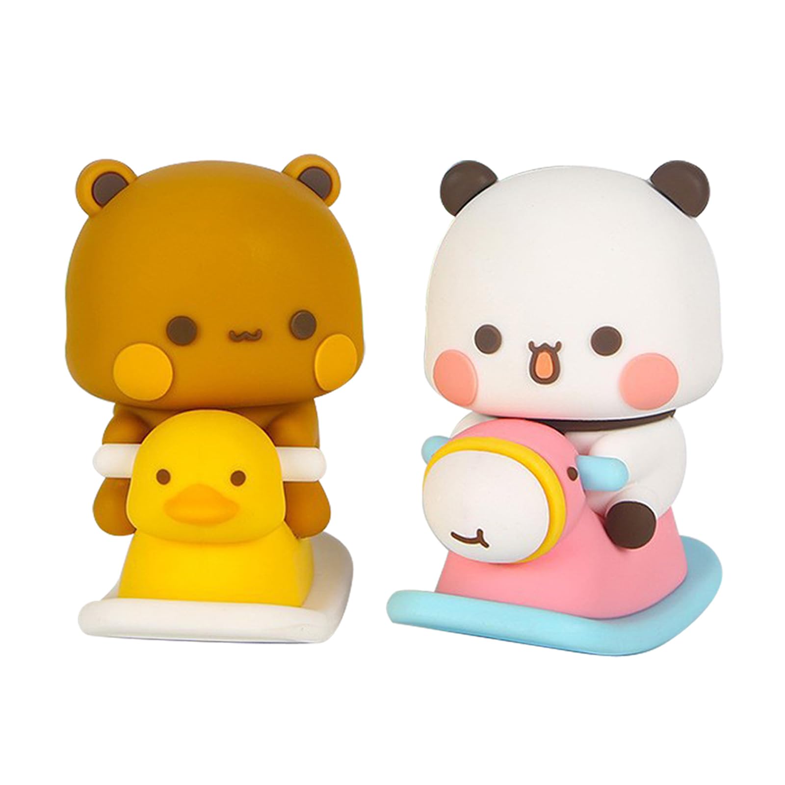 2 PCS Bubu and Dudu Bears Car Dashboard Decorations, Cute Cartoon Statue Bears Panda Figurine Office Desk Decor for Decor Accessories Tabletop Ornaments Gifts (B)