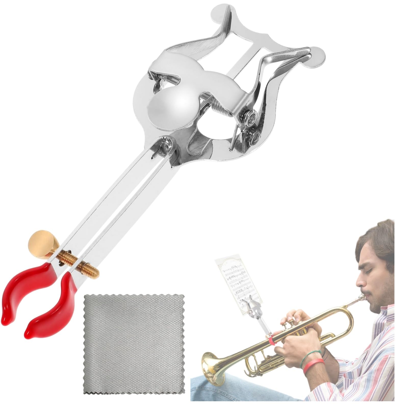 Marschgabel Klarinette B Notenklammerhalter aus Silbernem Eisen Kompakt und Leicht für Marschmusik Blatt Musik Halter (3PCS)