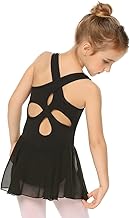 Arshiner Kid Girls Hollow Back Ballet Leotard with Skirt Sleeveless Dance Dresses