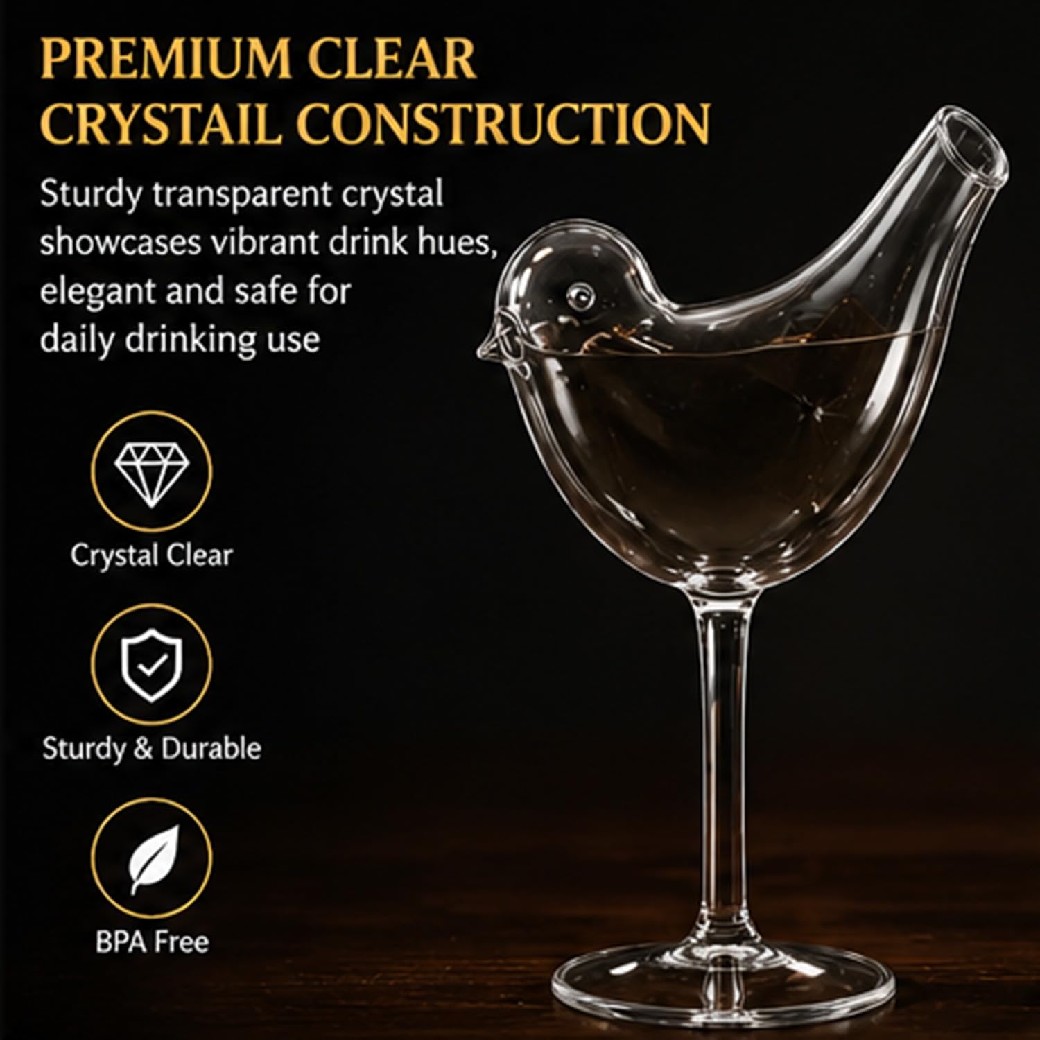 Bird Shaped Cocktail Glasses – 2026 New Unique Creative Wine Glass for Champagne, Mixed Drinks – Party, Wedding, Home Decor (6)