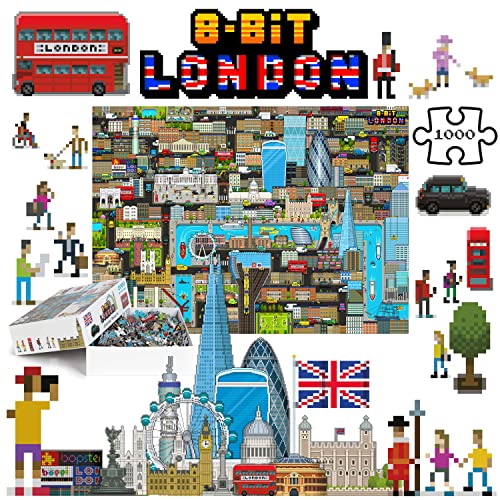 1000 Piece Puzzle - 8-Bit Retro Gaming Style London Jigsaw Puzzles 1000 Pieces For Adults Made With 100% Recycled Cardboard - Adult Puzzles Level 3 By Bopster #TOP1