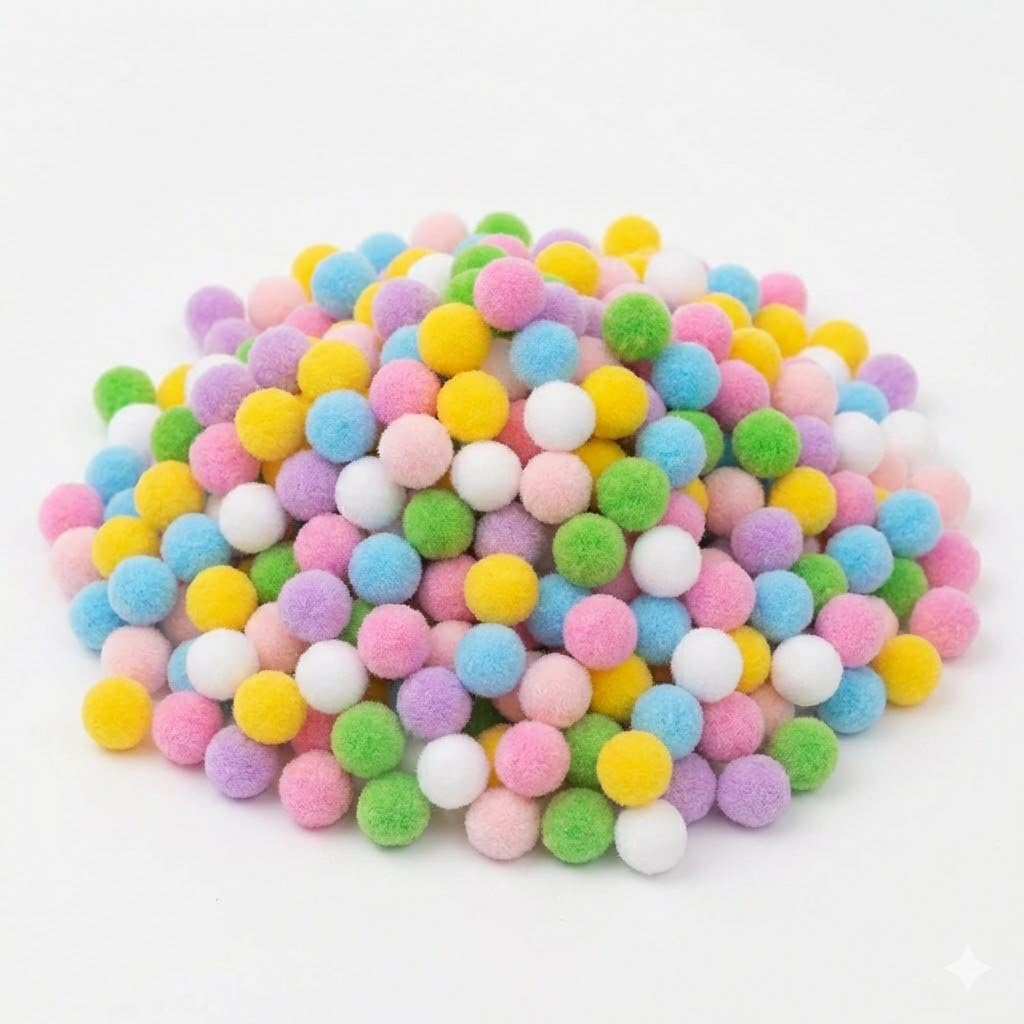 Tingliyi Multicolor 200Pcs Pom Poms For Crafts, Assorted Coloured Pom Poms Craft Set, Mini Small Pompoms For Crafting, Soft Fluffy Craft Pom Poms For Diy Decorations, Sewing, School Art Projects, Hobby Supplies