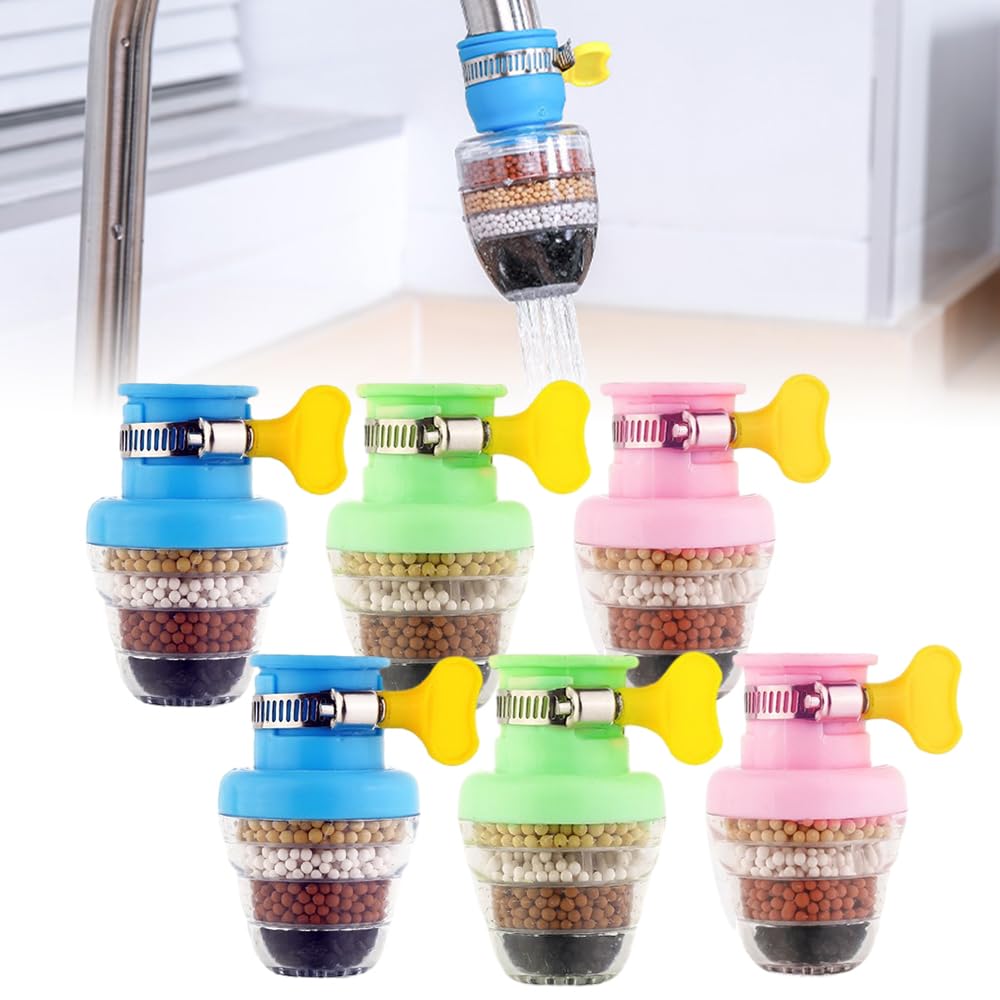 6PCS Magic Charcoal Water Filter for Sink Faucet, Carbon Water Filter Faucet 6-Layer Filtration Faucet Water Filter Purifier Kitchen Tap Filtration,