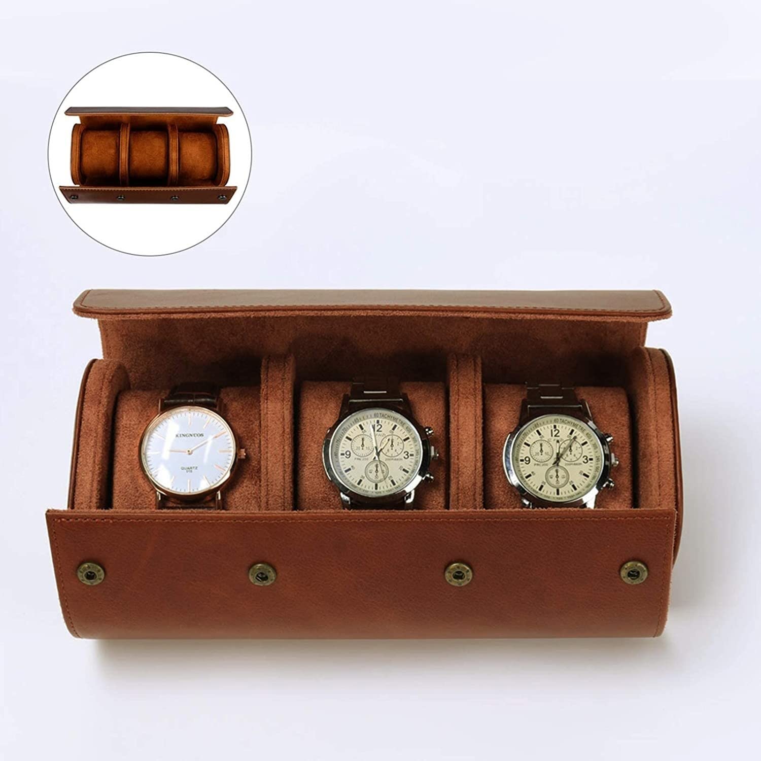 Uhrenkoffer Uhrenrolle Uhrenbox Uhrenschatulle Uhrenbox Mit 3 Fächern, Leder, Reise-Uhrenetui, Roll-Organizer, Uhren-Aufbewahrungskoffer, 3 Uhren-Vitrine Uhrenetui Uhren Aufbewahrungsbox ( Color : C )