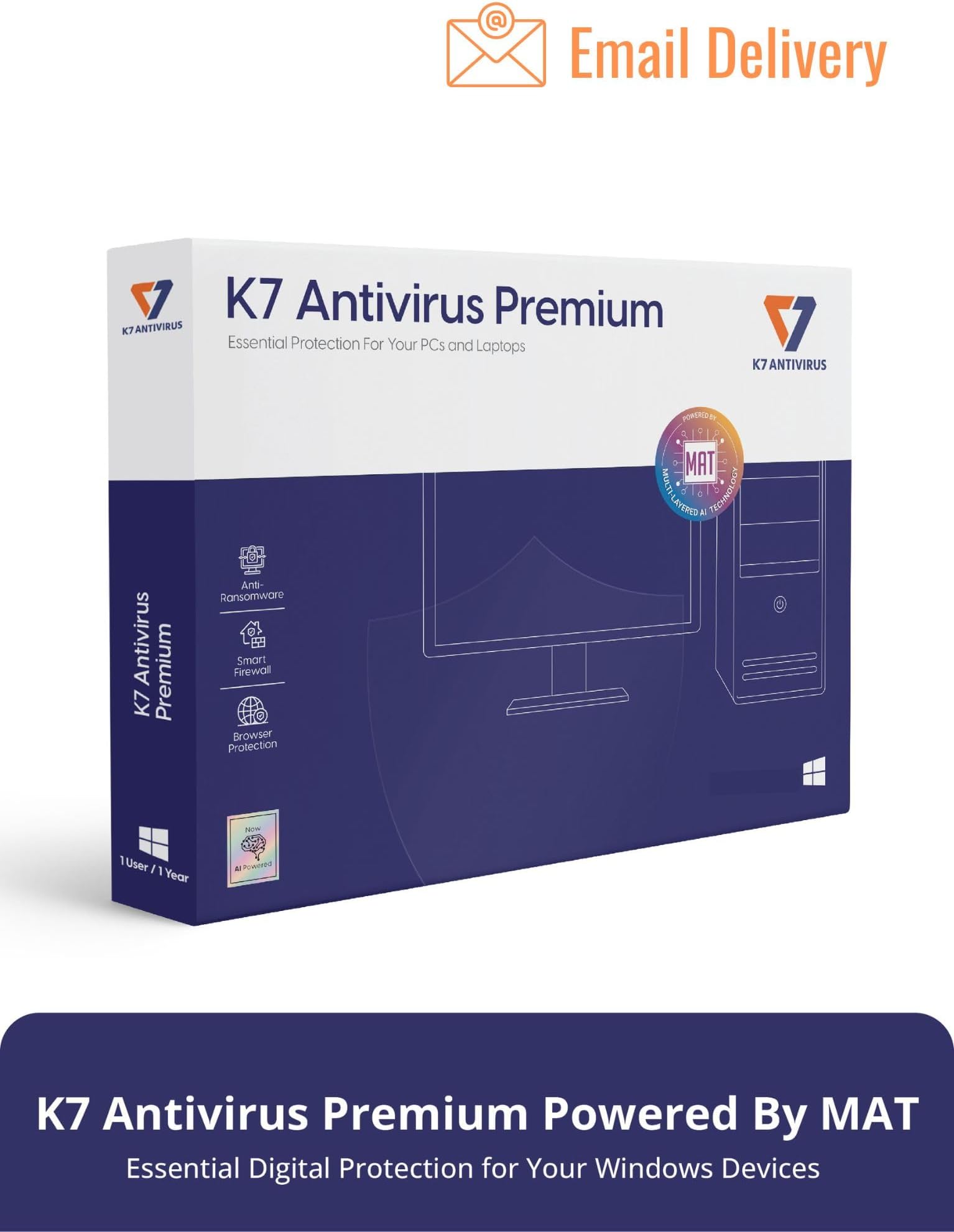 K7 Antivirus Premium 2026 |1 User, 3 Years | Antivirus, Internet Protection, Web CAM Protection for Windows Laptop or PC
