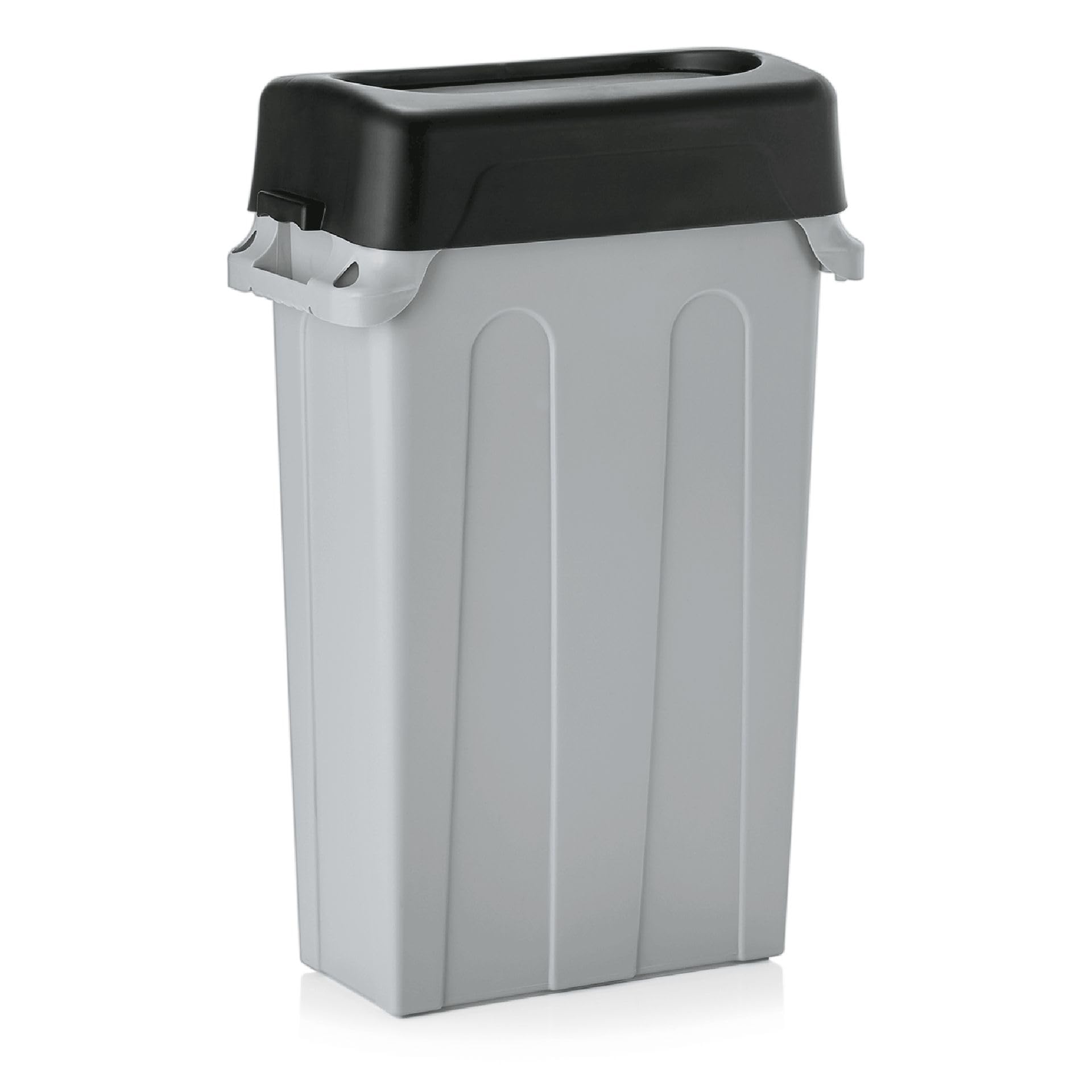 Muvell Mülleimer - 75 Liter Abfalleimer + vers. Deckelvarianten | 3,6 Kg | Mülltonne, graue Abfalltonne, Mülleimer Küche, Abfalltonne Gastro, Müllbehälter, 56,5x27,9x76 cm (mit Schwingdeckel)