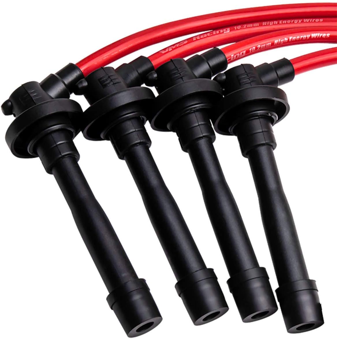 VMS RACING 88-91 10.2mm High Heat Performance Ignition Spark Plug Wires Set in Red Compatible with Honda Civic Crx 1.5L and 1.6L Sohc Engines Only 1989-1991