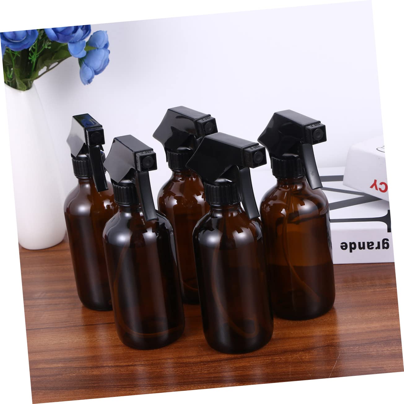FRCOLOR Bottiglia Spray in Vetro Marrone 250ml, 4 Pezzi, Riutilizzabile | Pp, Contenitori per Liquidi, Uso per Prodotti di Pulizia, Formato Compatto