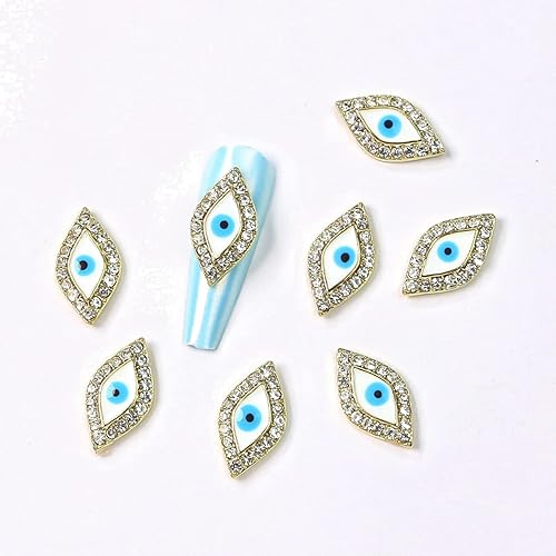Miniatura 4 de Dijes para uñas 3D, 10 piezas de diamantes de imitación de ojo de diablo brillantes en forma de ojo de aleación, joyas de cristal de diamantes para