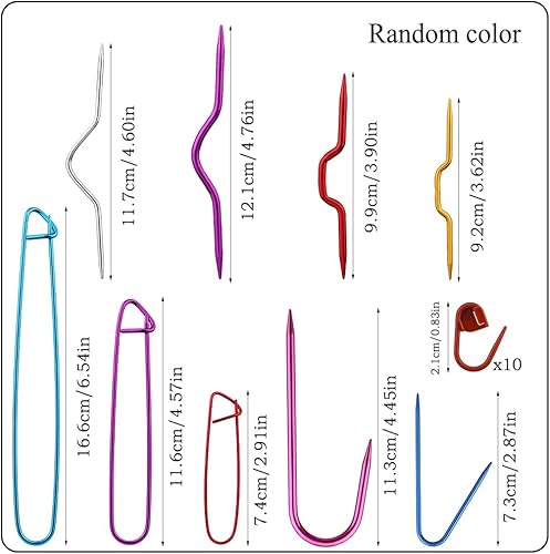Miniatura 2 de 19 soportes para puntada de cable, soportes de puntada, agujas de cable para tejer, agujas de cable de aluminio, aguja de tejer cable con marcadores