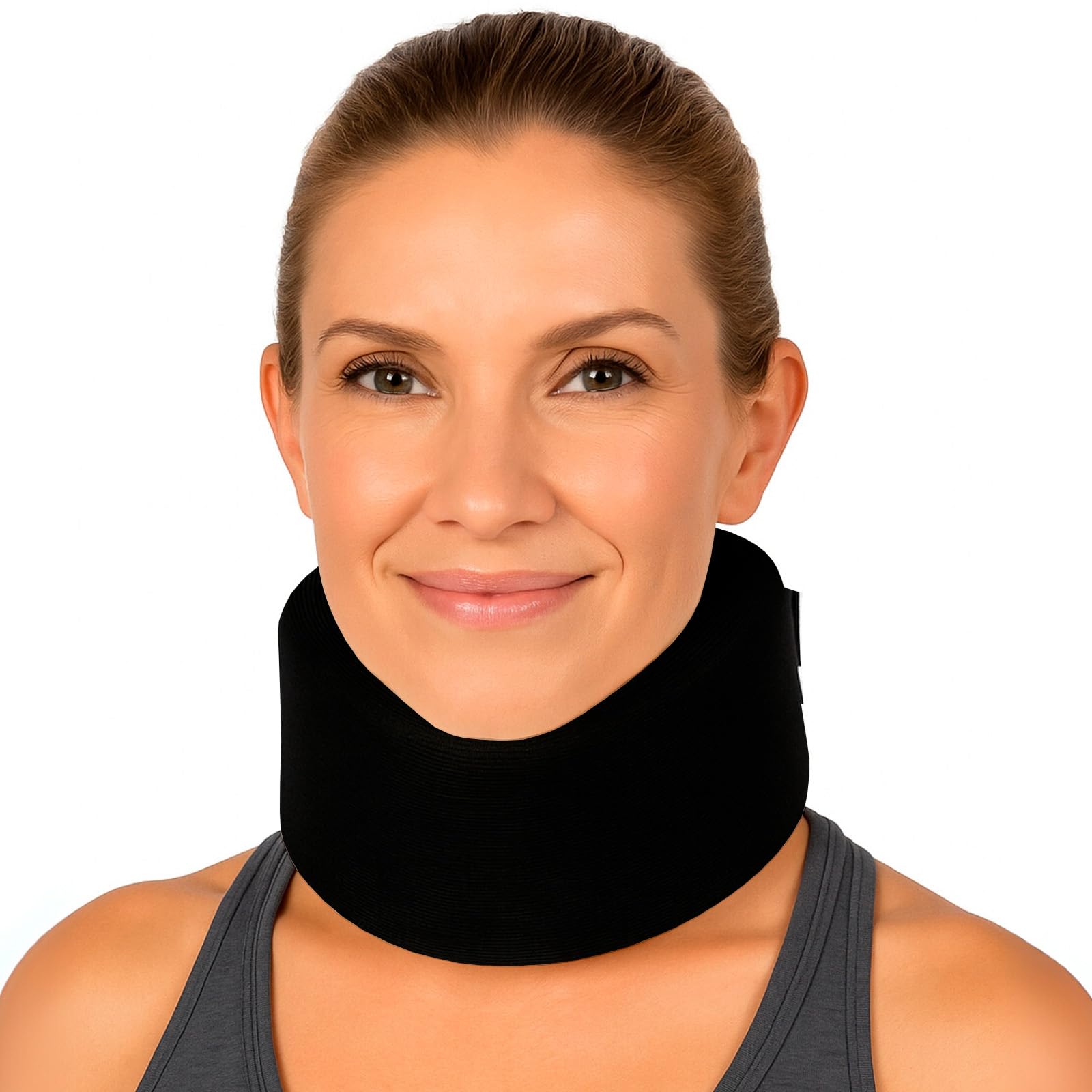 Vive Neck Brace Soft Foam Cervical Collar Vertebrae Whiplash Wrap Aligns And Stabilizes Spine Adjustable Spinal Support Can Be Used While Sleeping And Relieves Pain Pressure 3 Inch Black