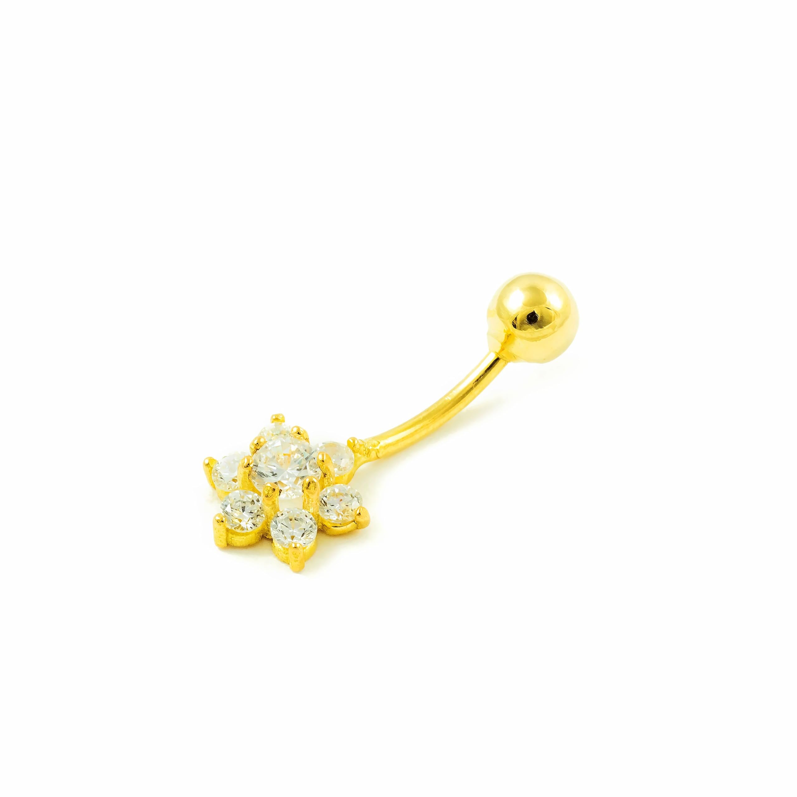 Monde Petit Blume Zirkon Nabel Piercing Gelbgold 9k - Geschenkbox - Garantiezertifikat