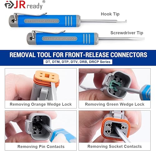 Miniatura 8 de JRready ST5257-PRO Kit de herramientas de conector Deutsch para 4#8#16#12#20# contactos sólidosestampados 6-22 AWG, con herramienta de extracción de