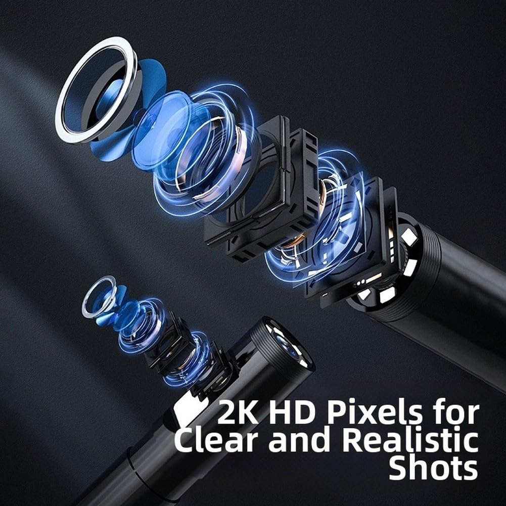 Cámara endoscópica industrial de 8 mm, doble lente, 2 MP, HD, WiFi, IP67, resistente al agua, con 6 luces LED para inspección de tuberías, 2-10 cm, 850 mAh, para batería negra (10 m)