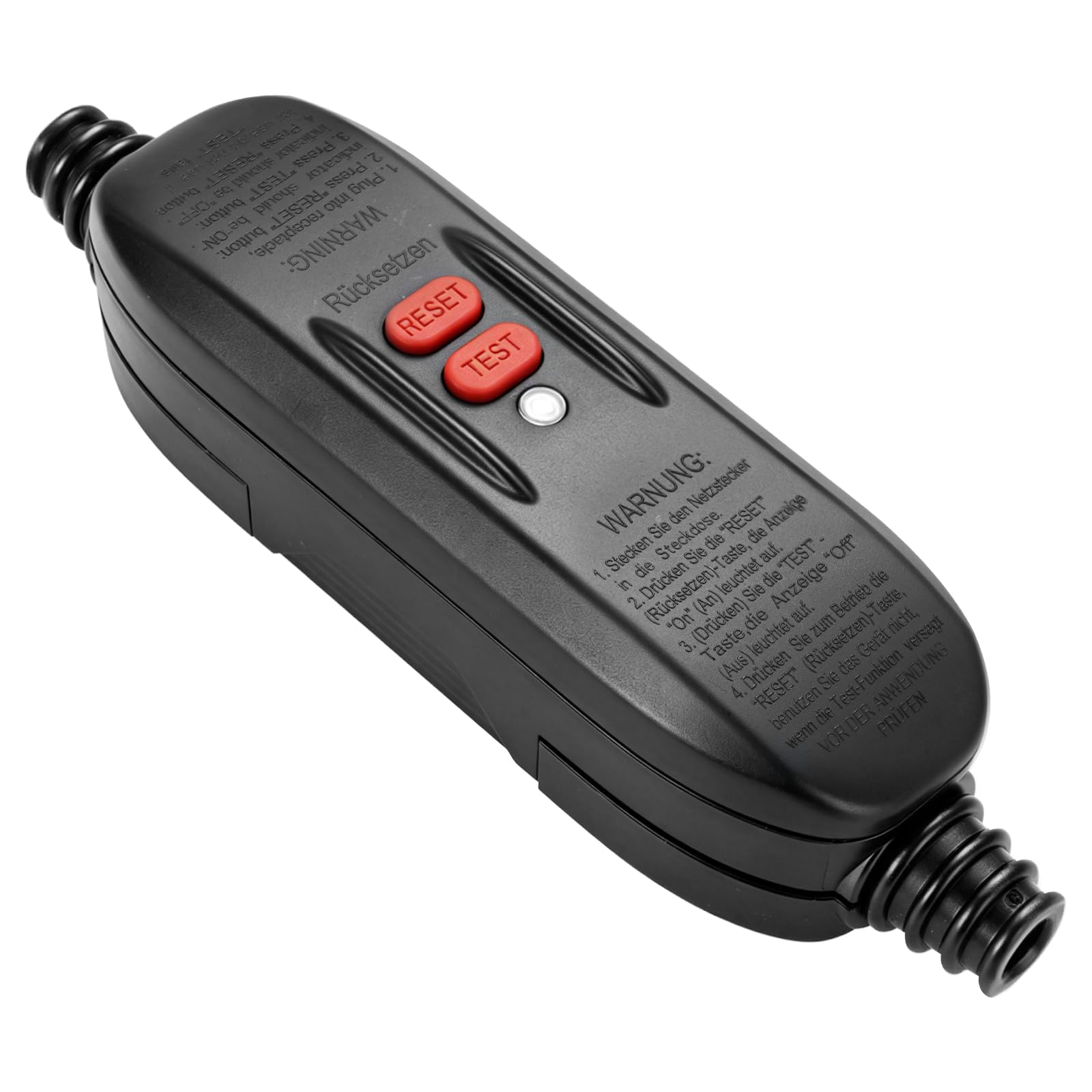 PRCD FI Schutzschalter 10 mA 230V/16A,Personenschutz Zwischenstecker IP66, Fehlerstromschutzschalter für Außenbereich, Kabelanschluss beidseitig