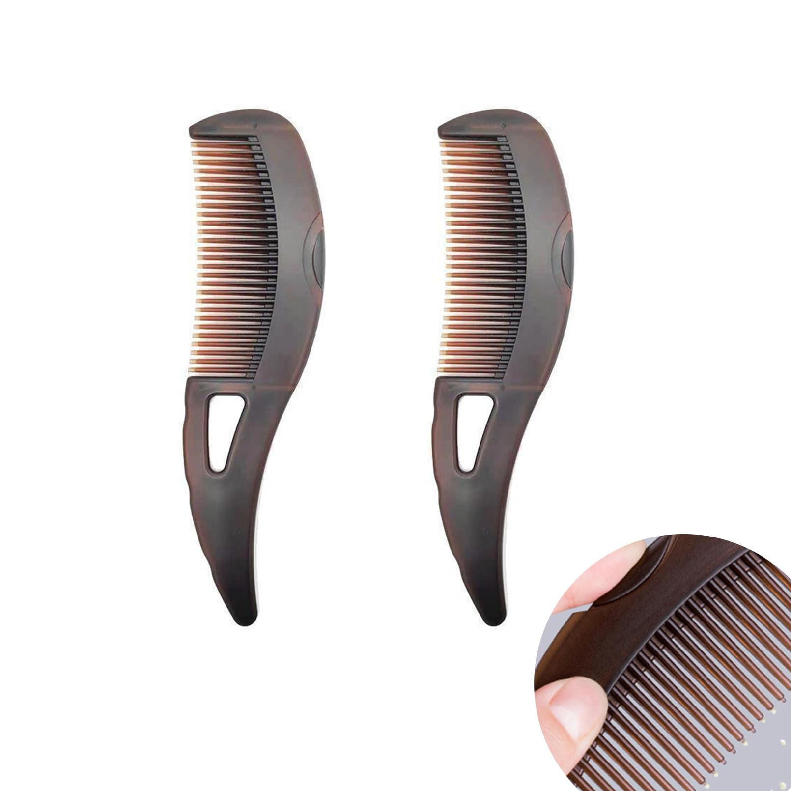 Peigne à Dents Creuses Antipelliculaire - Lot de 2, Poignée Confortable pour Massage du Cuir Chevelu et Cheveux Propres
