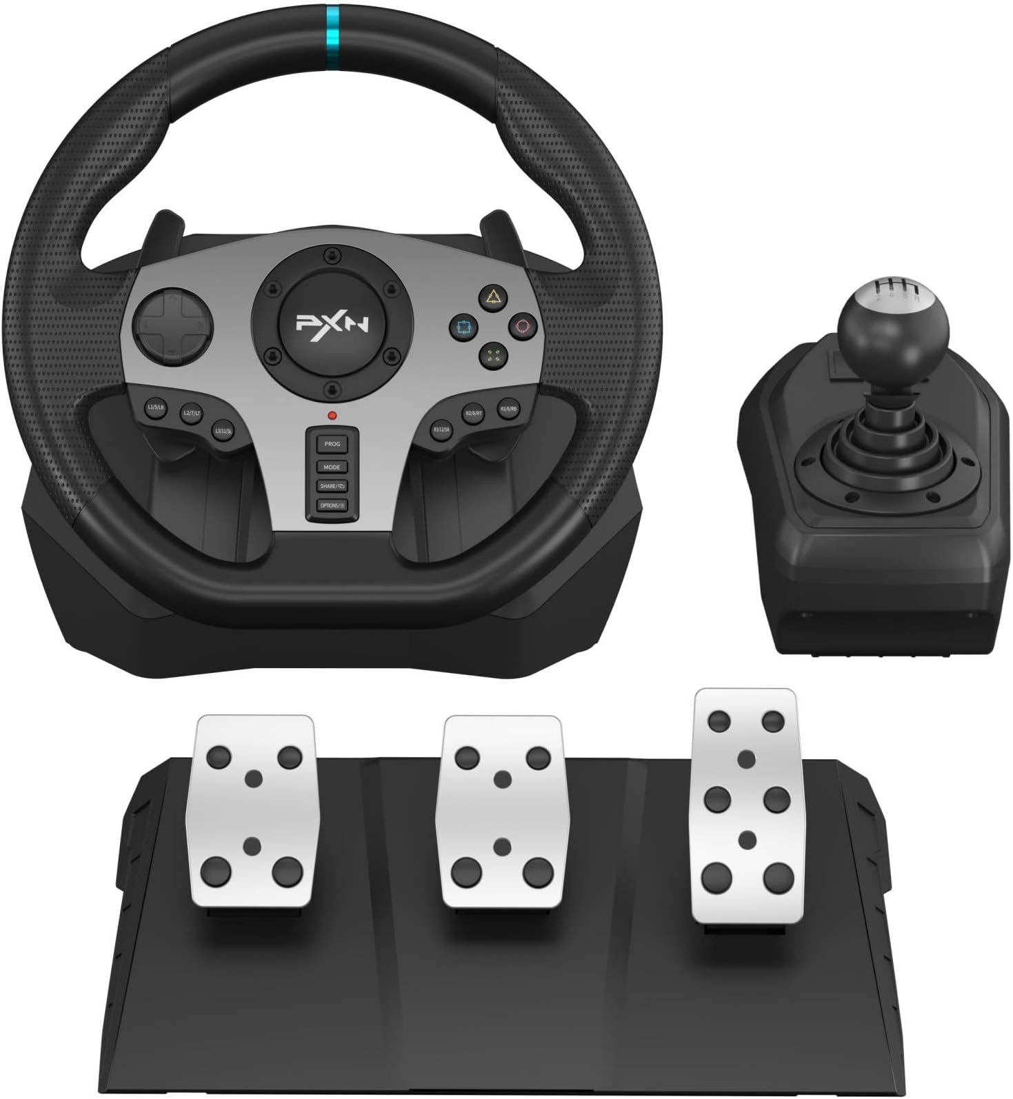 Gaming Steering Wheel, PXN V9 Racing Wheel with Pedals and Shifter, 270/900° Wheel with Tool APP, Vibration Feedback. Steering Wheel for PS4, PC, Xbox One, Xbox Series S | X, PS3, Nintendo Switch.