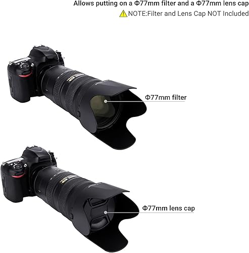 Miniatura 4 de Parasol para lente Nikon AF-S NIKKOR 2.756-7.874 in F2.8G ED VR II (solamente), reemplaza el parasol de lente Nikon HB-48, protector de parasol