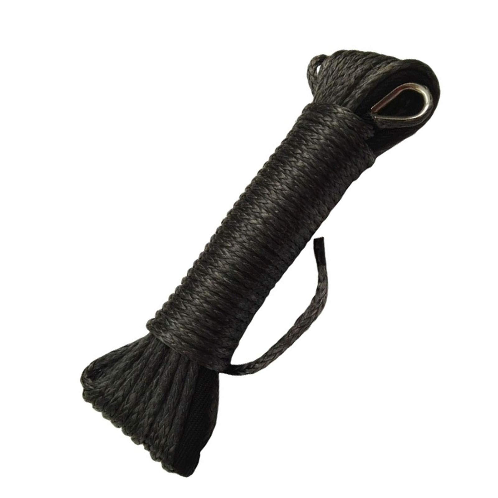 Winch Rope, Black 5mm*15m ATV Winch Cable with 4000lbs Hawse Fairlead,Synthetic Winch Rope Rope,Towing Rope,3/16" Winch Line