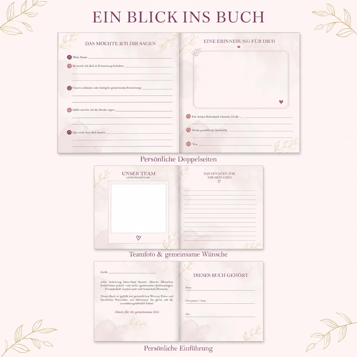 Abschiedsbuch zum Ruhestand für Kollegin – Abschiedsgeschenk vom Team (40 Personen)