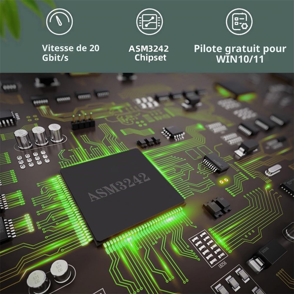 Adaptateur USB 3.2 Gen2 Type-E 20 Gbit/s pour panneau avant PCI-E 4X Express pour carte mère de bureau