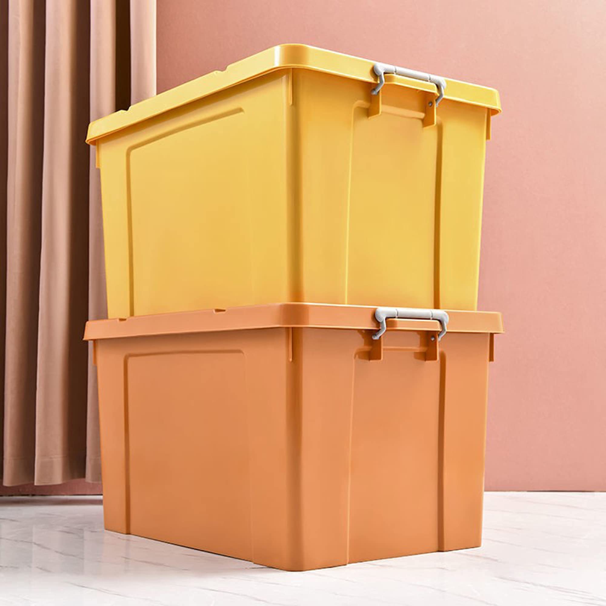 Scatola Portaoggetti Sotto il Letto, Fibbia Sigillata con Coperchio Può Essere Impilata Scatola Portaoggetti in Plastica, Adatta per il Fondo Del Divano Della Camera da Letto/Azzurro/100 Lit