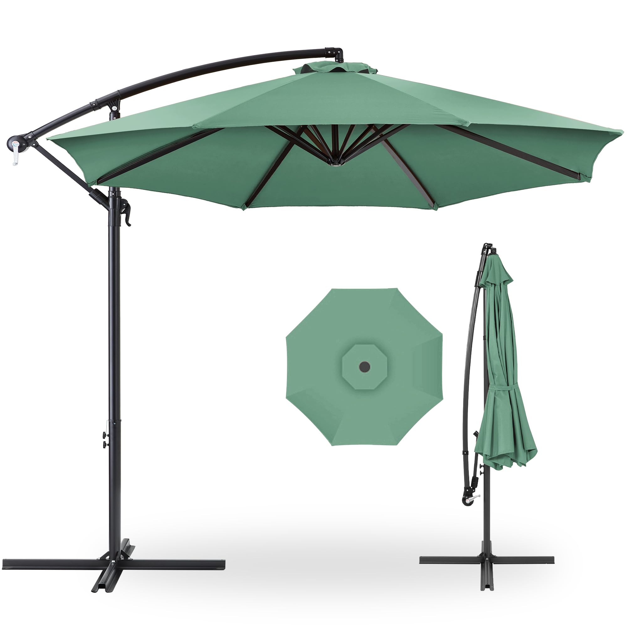 Best Choice Products 10ft Offset Hanging Market Patio Umbrella w/Easy Tilt Adjustment, Polyester Shade, 8 Ribs for Backyard, Poolside, Lawn and Garden