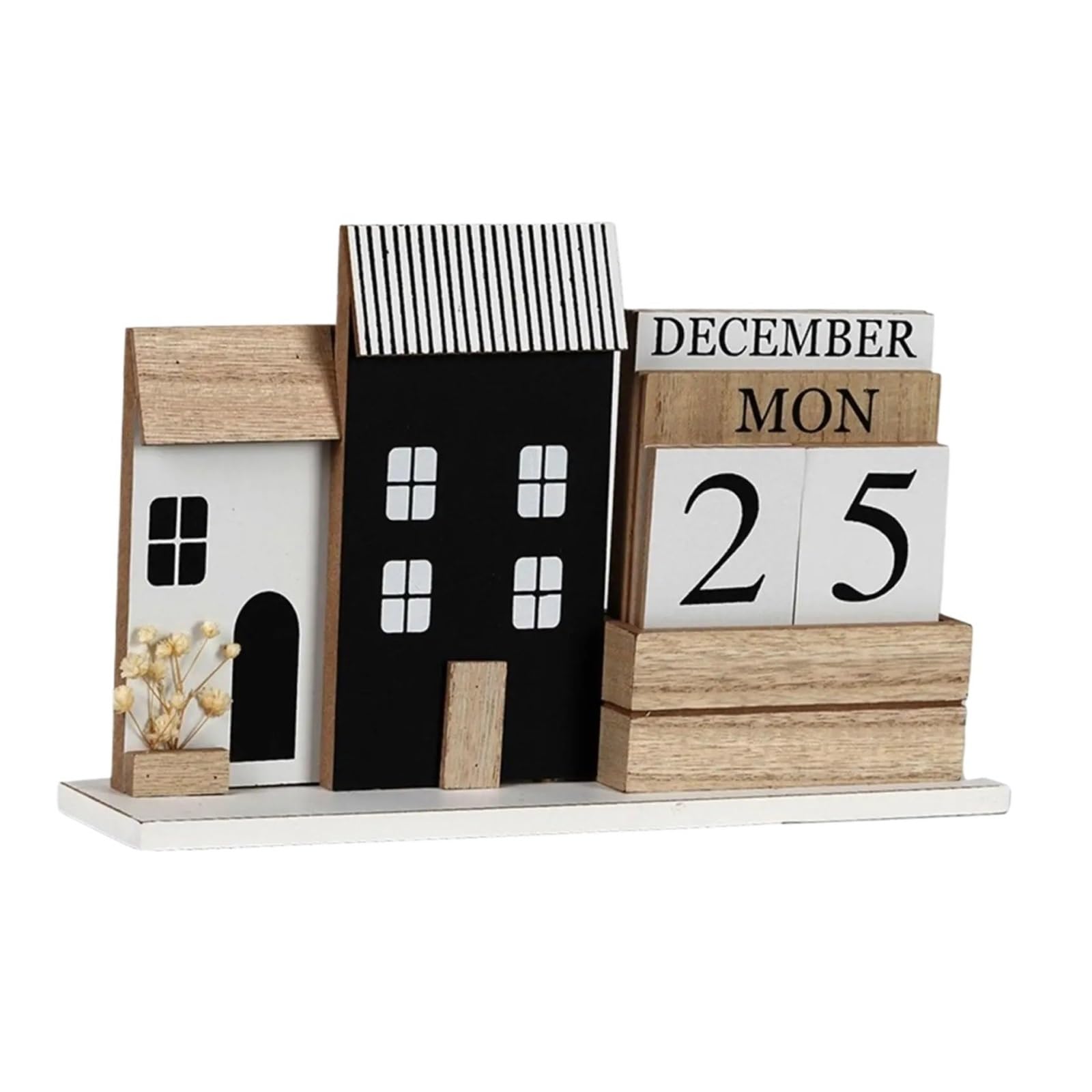 Tisch Dauerkalender aus Holz Kalenderrahmen Ornamente Tischdekoration, Holz Schreibtischkalender Holzkalender for Festival, DIY für Home Büro Dekoration