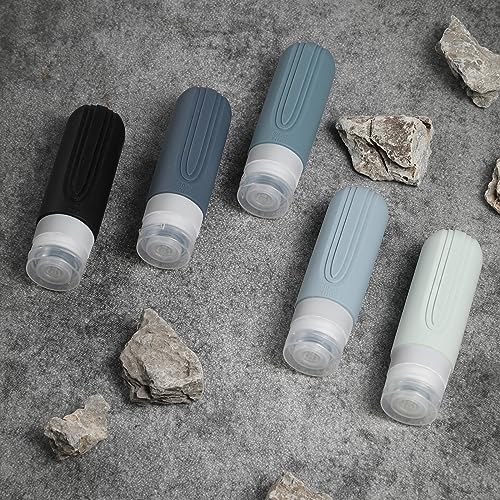 Image of Travel Bottles for Toiletries, 5 Pack TSA Approved Travel Size Containers, 3oz Leak Proof Refillable Travel Accessories for Shampoo Conditioner, BPA Free Travel Bottles with Toiletry Bag