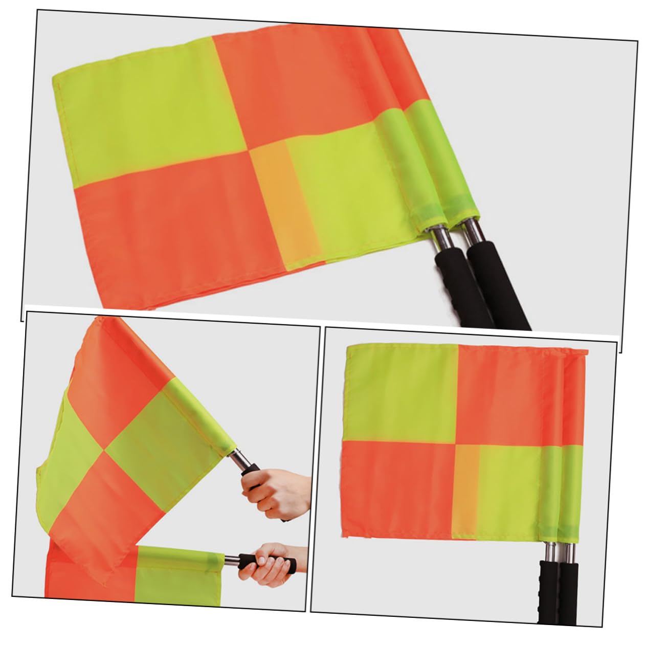 Angoily Set 2 Bandiere Arbitro Calcio a Scacchi 50x40 Cm in Poliestere, Bandierine Guardalinee Visibili per Partite e Allenamenti di Calcio, Accessori Kit Arbitro Sportivo Stile