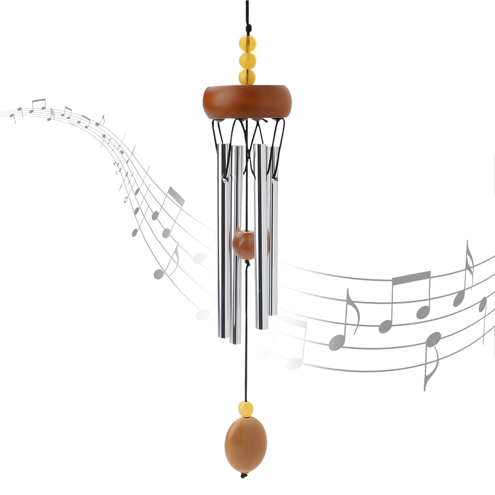 Fatiya 10.6'' Aluminium Mini Wind Chimes with 4 Rods, Memorial Wind Chimes for Outside Small Gifts Deep Tone Unique Garden Patio Hanging Home Decor Brown