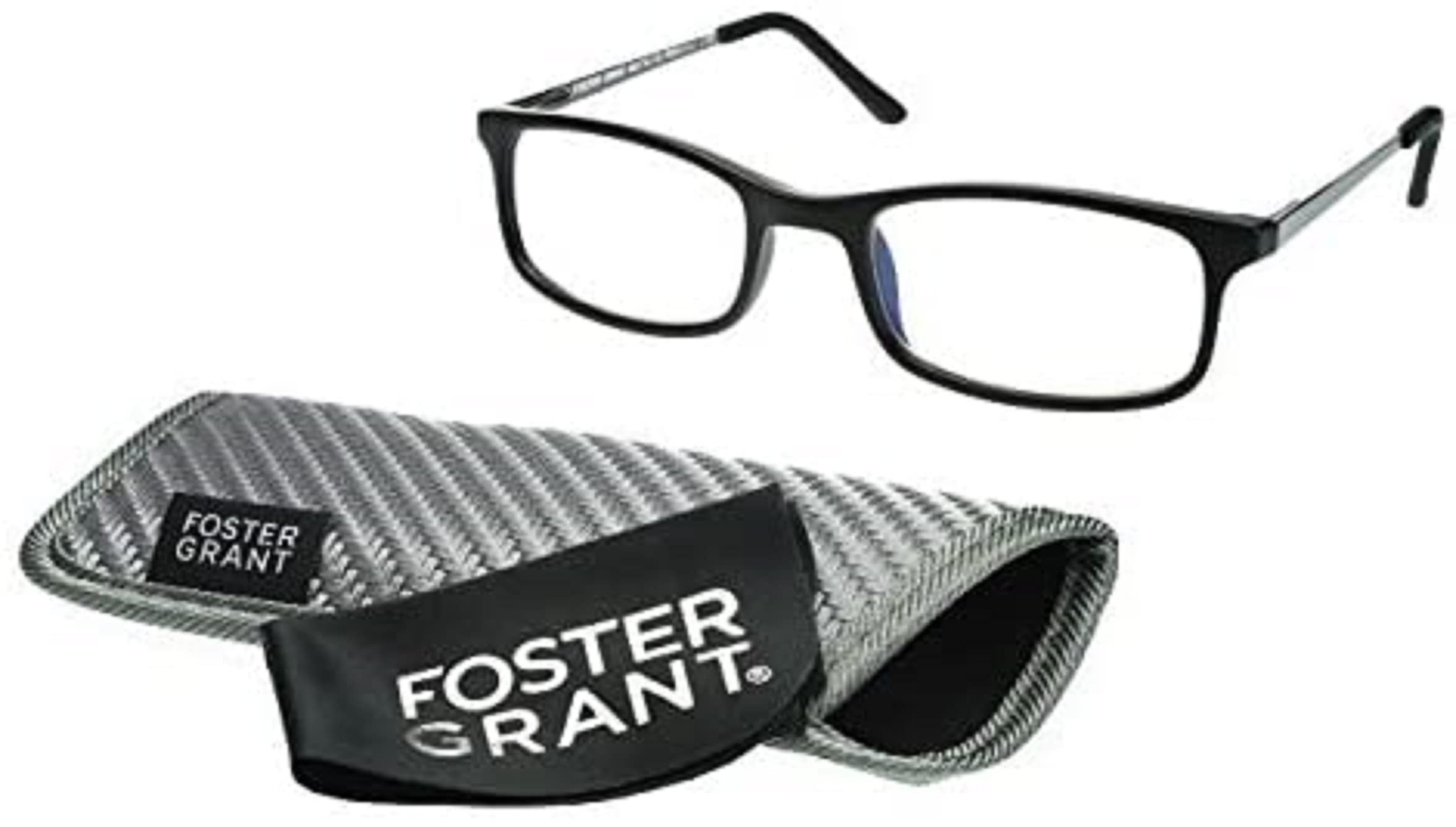 Foster Grant Kramer Black Reading Glasses with Case +1.00