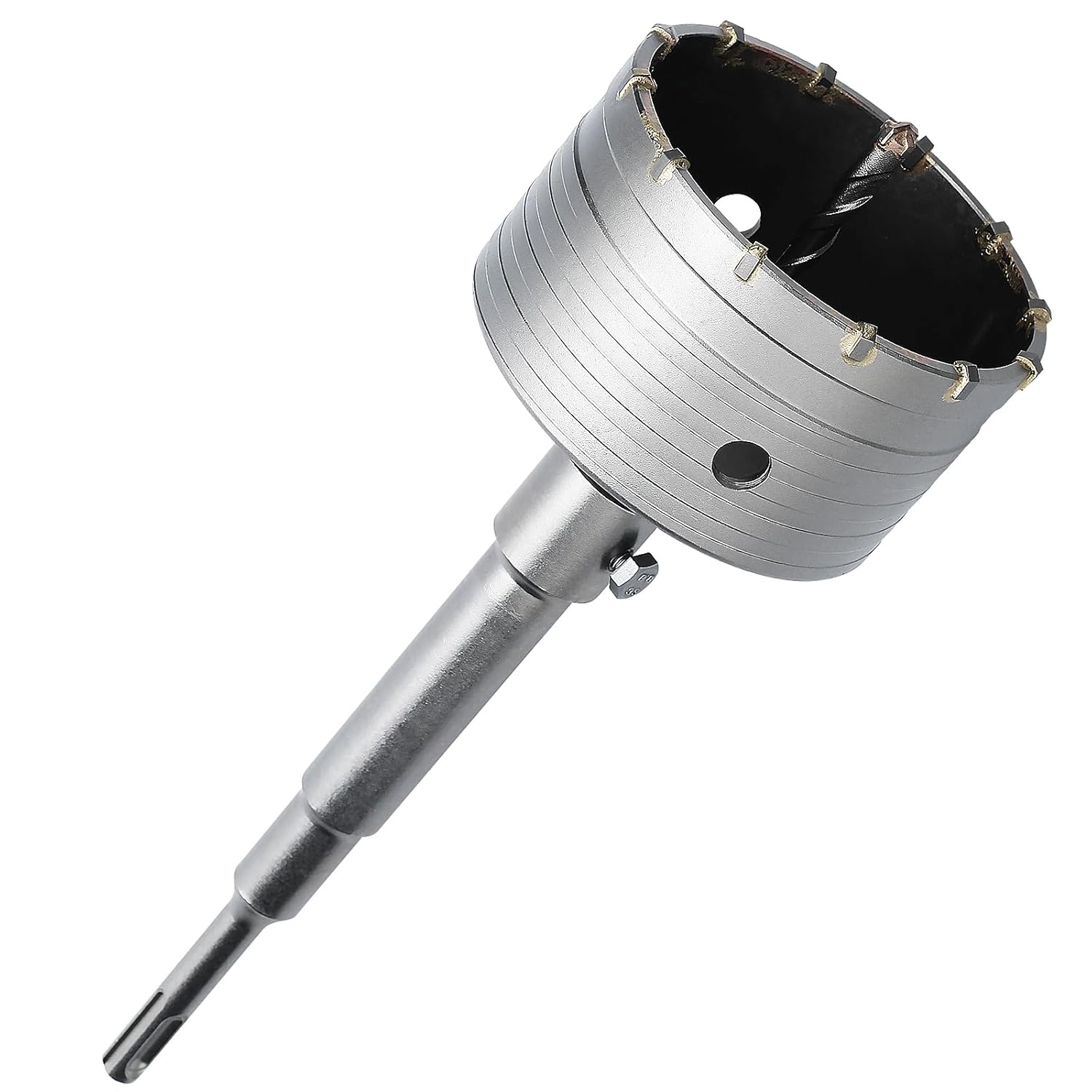 4 inch / 100mm Concrete Hole Saw with SDS Plus Shank Connecting Rod, 6.3mm Tungsten Carbide Tip for Concrete Cement Brick Wall