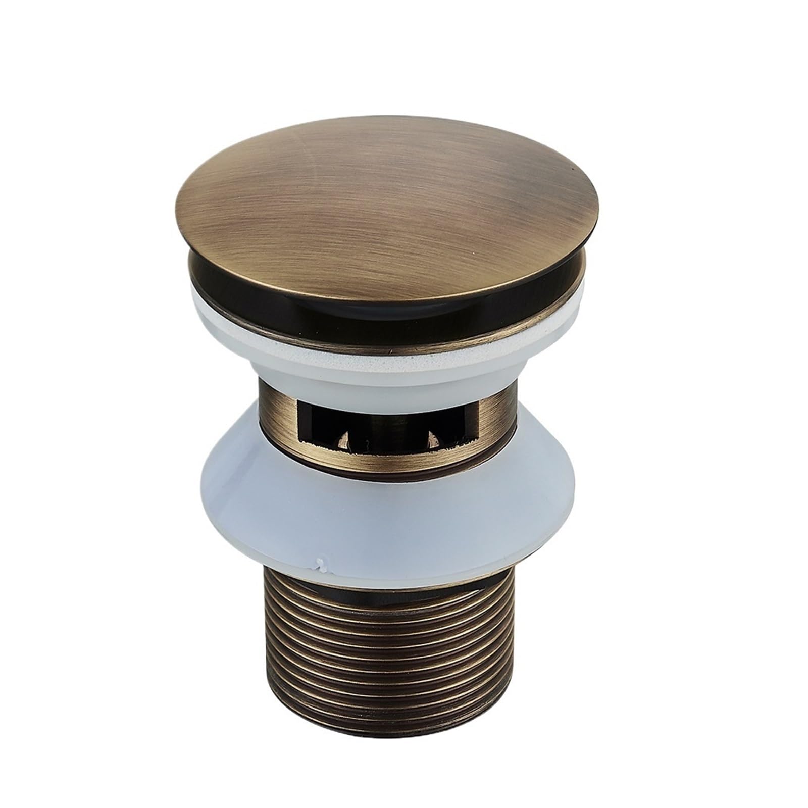 Tappo di scarico per lavandino pop-up, accessorio per rubinetto del bagno, finitura in ottone anticato, struttura in ottone cromato/oro rosa/oro spazzolato, facile da installare, misura universale per