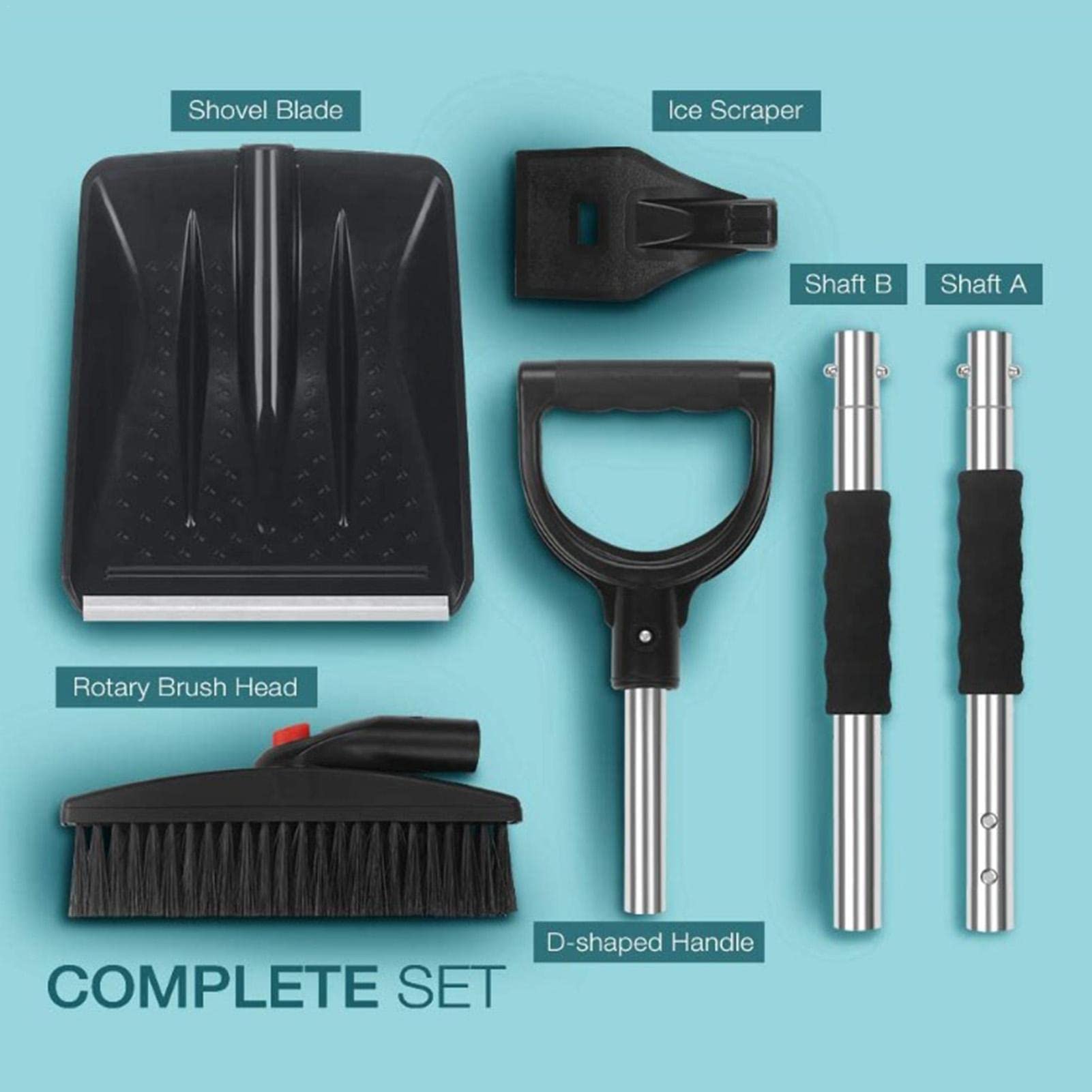Kit spazzole da neve 3 in 1 Set di rimozione a neve 3 in 1 con pala da neve | Strumenti pieghevoli per la rimozione a neve dal parabrezza 'auto con impugnatura ergonomica per SUV, auto, a