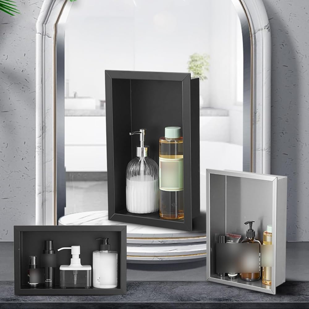 Étagère murale en acier inox encastrable pour douche et cuisine sans rouille