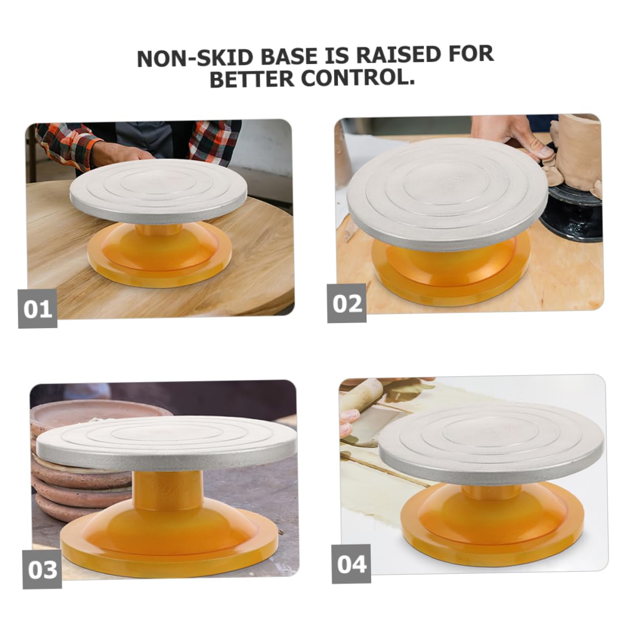 ULTECHNOVO Plato Giratorio Manual para Pasteles 25cm de Metal y Plástico