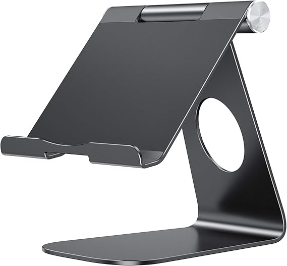 Tablet Stand Holder Adjustable, OMOTON T1 iPad Stand, Desktop Aluminum Tablet Dock
