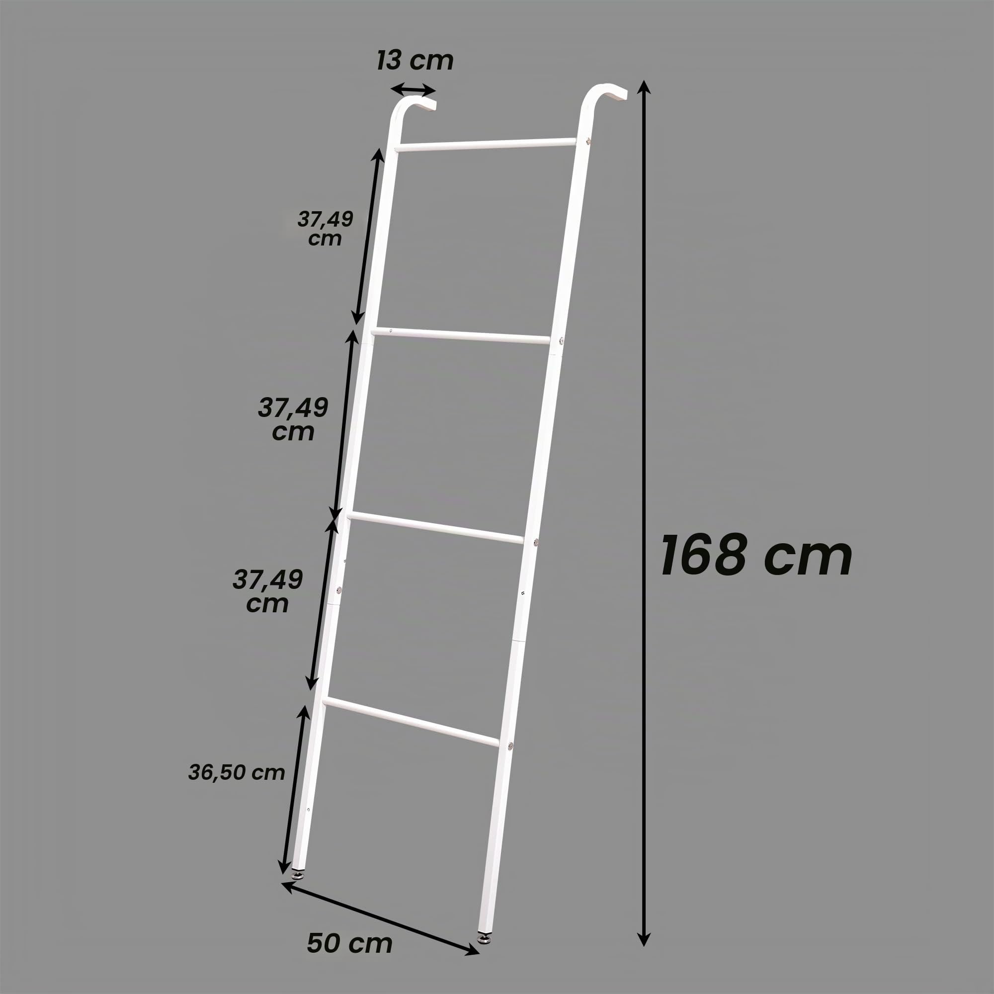 Scala portasciugamani da parete bianca a 4 ripiani decorativa per asciugamani da soffitto bagno camera da letto soggiorno