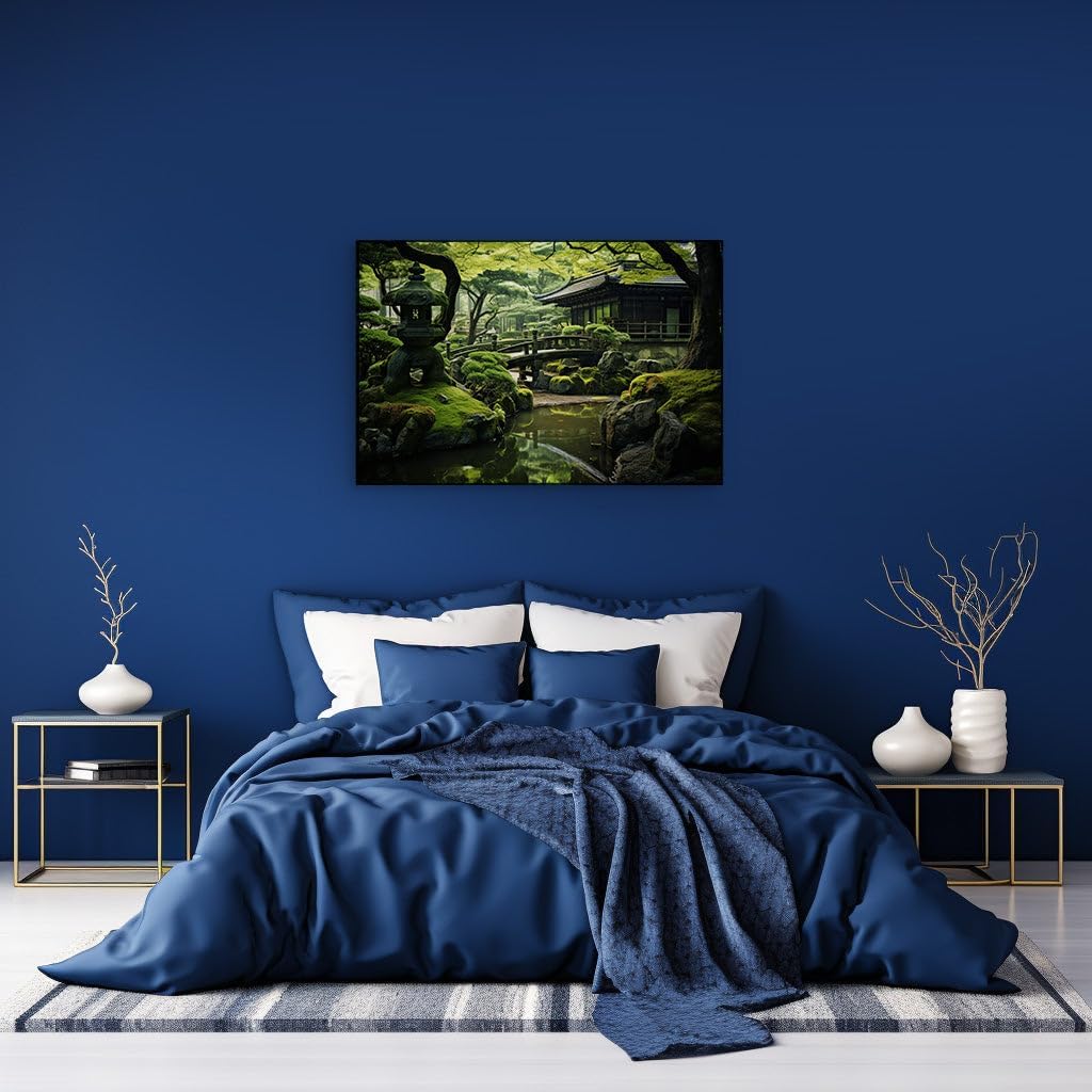 Canvas for Living room. Whispers of Serenity in a Japanese Garden Oasis, 27 x 18 inch Canvas Wall Art - Modernist Expressions - Zen Wall Decor