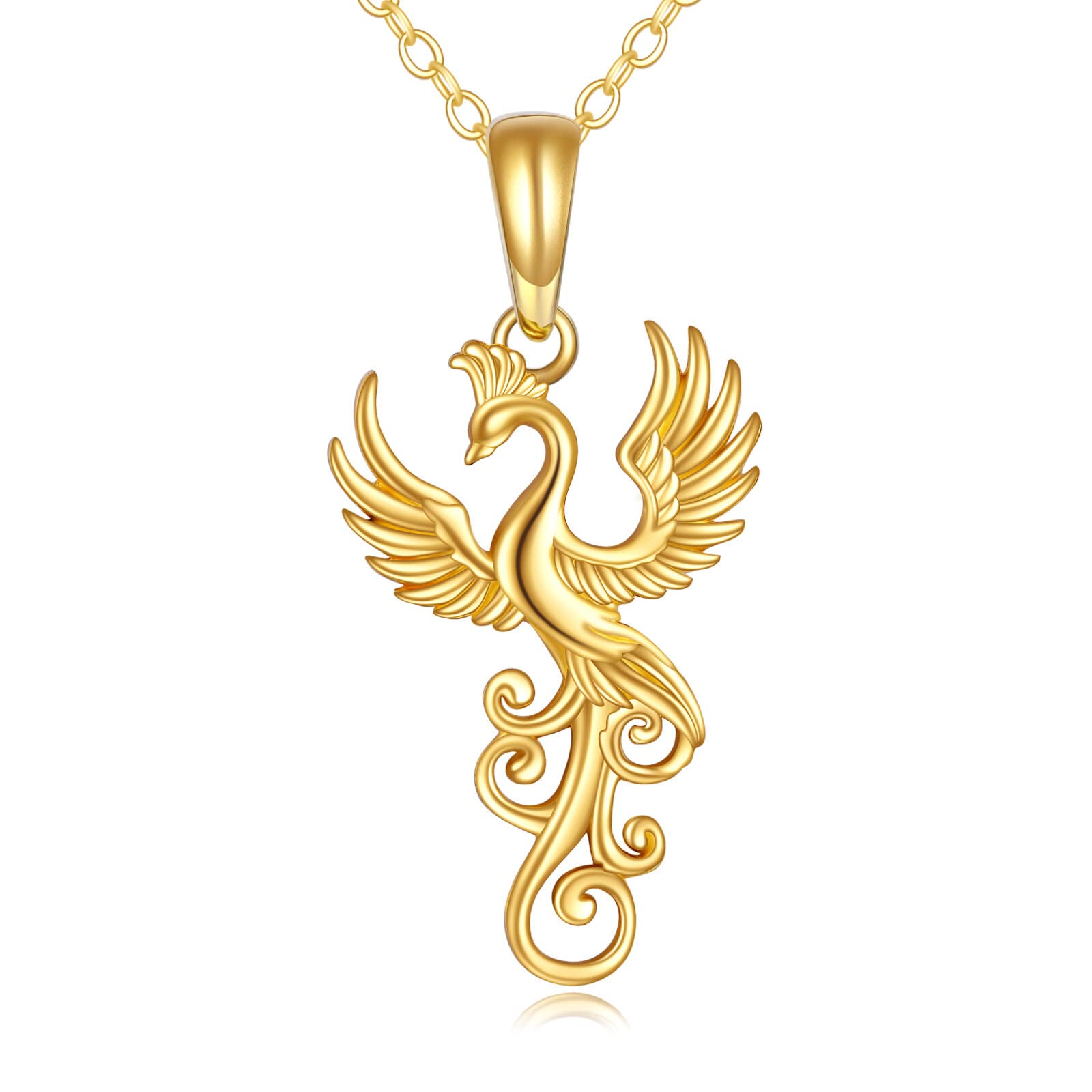 DOVRAN Phoenix Necklace for Women 14K Yellow Gold Rising Phoenix Pendant Necklace Jewelry Gifts for Teen Wife Girls